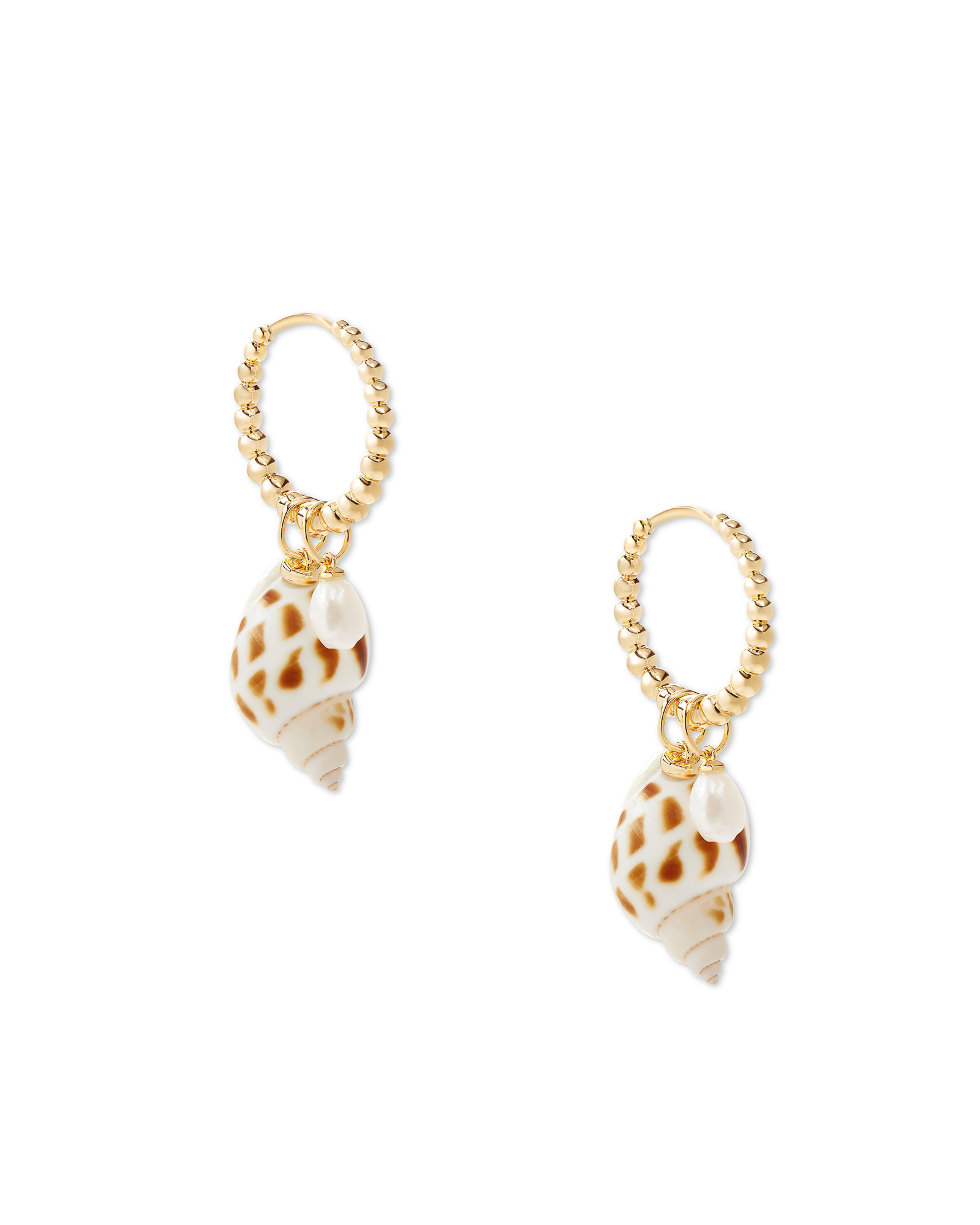 Oleana Gold Huggie Earrings in Ivory Spotted Shell | Kendra Scott